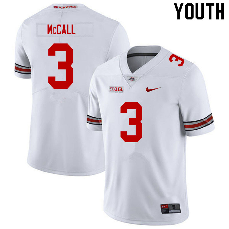 Ohio State Buckeyes Demario McCall Youth #3 White Authentic Stitched College Football Jersey